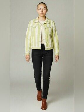 Won Hundred Jeans Striped Jean Jacket  Misses Size 36(Size 6)